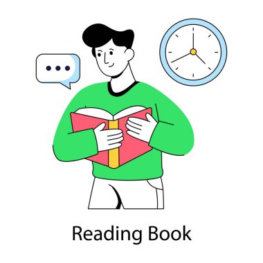 Kitap okumanın illüstrasyon tasarımı