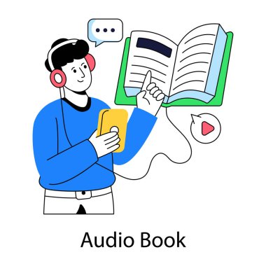 Audiobook 'un yaratıcı tasarım çizimi