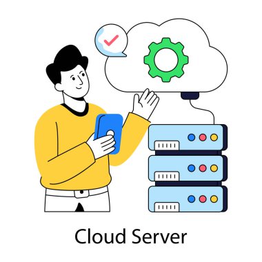 Bulut sunucu yönetiminin bir illüstrasyon tasarımı