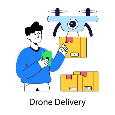 İnsansız hava aracı dağıtımının modern tasarım çizimi