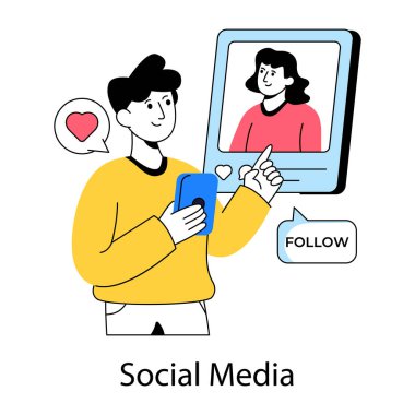 Video çağrısının modaya uygun tasarım çizimi