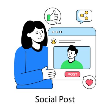 Sosyal paylaşımın yaratıcı tasarım çizimi