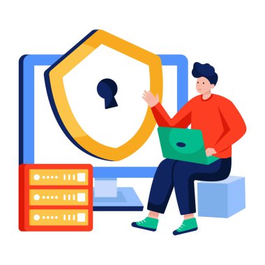 Kalkan görüntüleme sistemi güvenlik illüstrasyonuna sahip monitör