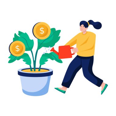 Dolar bitkisinin düz tasarım çizimi