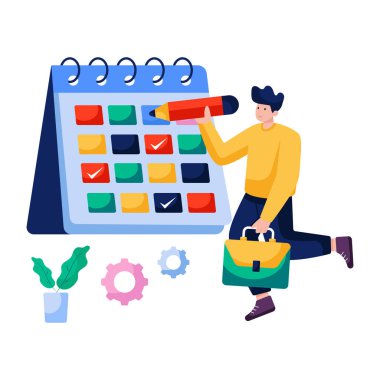 Takvimli Avatar, iş takviminin düz tasarım çizelgesi