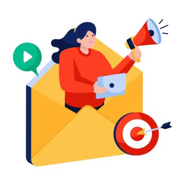 Posta pazarlamanın yaratıcı tasarım illüstrasyonu