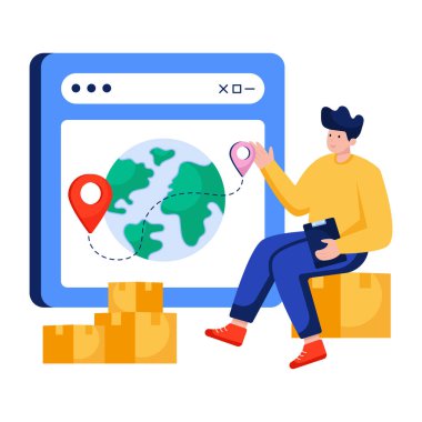 Global parsel konumunun premium tasarım çizimi