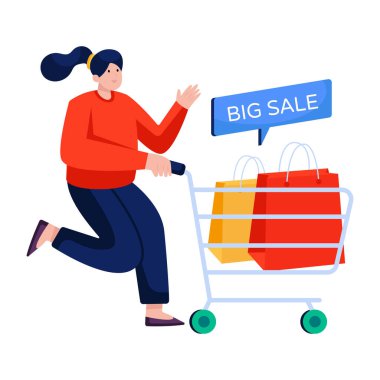 Alışveriş satışının moda tasarım illüstrasyonu