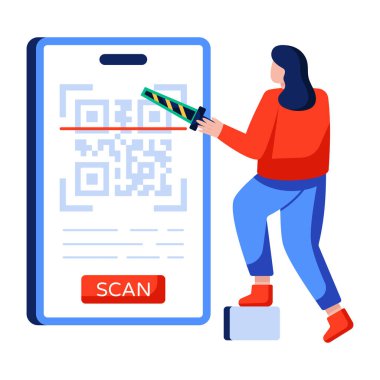 Barkod taramasının düz tasarım çizimi