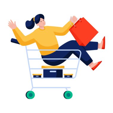 Alışveriş arabası illüstrasyonu, düzenlenebilir vektör