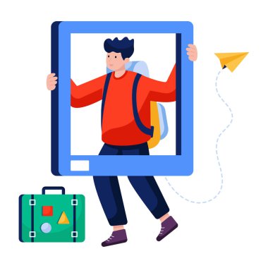 Seyahat sosyal medya paylaşımının renkli tasarım çizimi