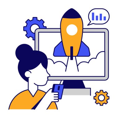 Çevrimiçi başlangıcın eşsiz tasarım simgesi