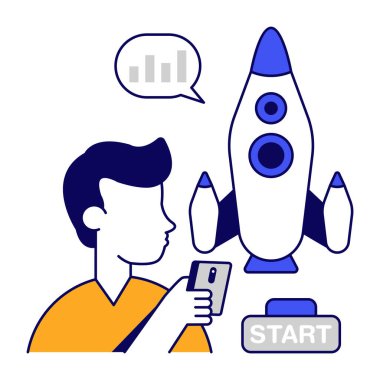 Çalıştırıcının kavramsal düz tasarım simgesi