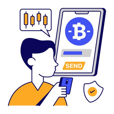 Mobil bitcoin 'in düzenlenebilir tasarım simgesi
