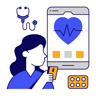 Mobil tıbbi uygulamanın son moda vektör tasarımı