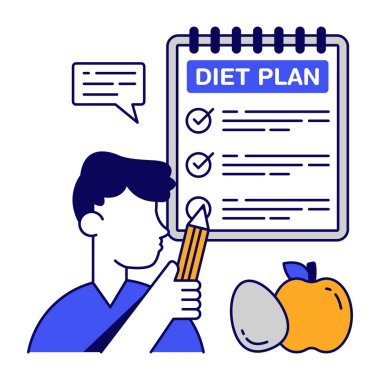 Diyet grafiğinin kavramsal düz tasarım simgesi