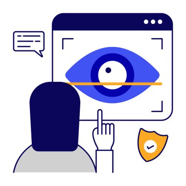 A colored design icon of iris recognition