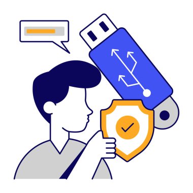 A flat design icon of usb security
