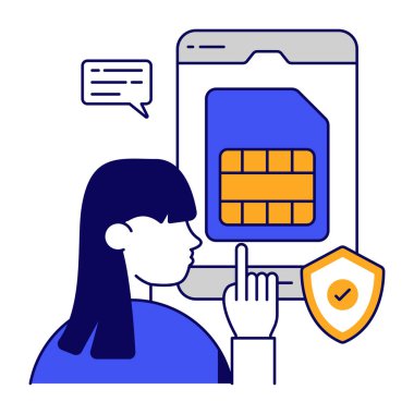 Conceptual flat design icon of secure sim