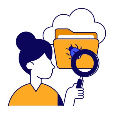 Infected folder icon, editable vector