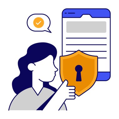 Mobil güvenliğin kavramsal düz tasarım simgesi