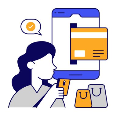 Mobil vektör tasarımında mobil kart ödeme simgesi