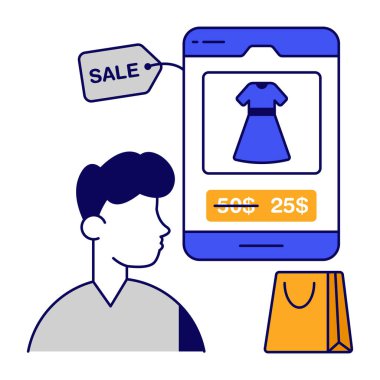 İnternetten elbise satın almanın modern tasarım simgesi