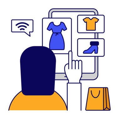 Çevrimiçi satın alma ürünlerinin moda tasarım simgesi