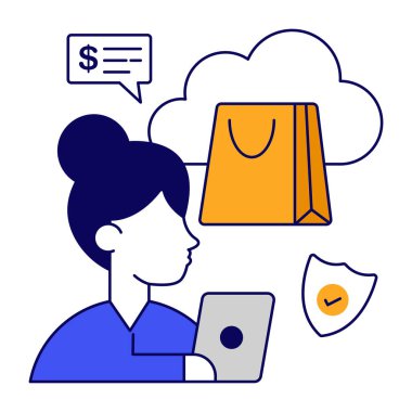 Bulut alışverişinin moda tasarım simgesi