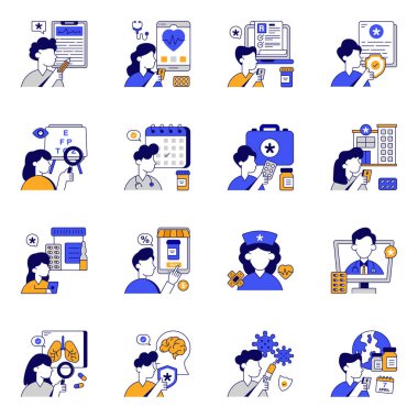 tıbbi düz simgeler kümesi