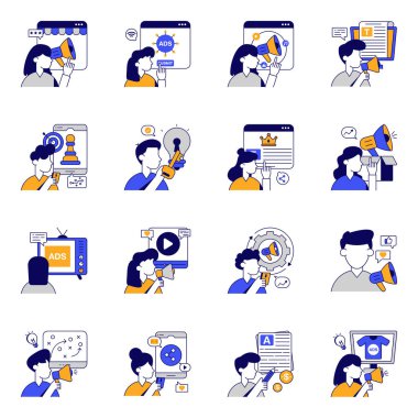 Halkla İlişkiler Düz Simgeleri