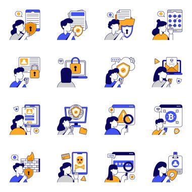 Güvenlik Düz Simgeleri Seti