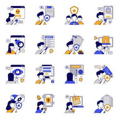 Koruma Düz Simgeleri Seti