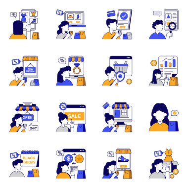 Alışveriş ve Apartman Simgeleri Seti