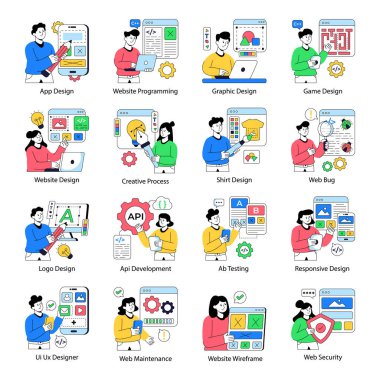 Web Tasarımlı Düz Çizimler