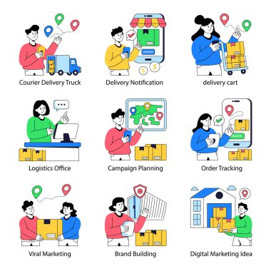 Lojistik ve Teslimat Düz Çizimler