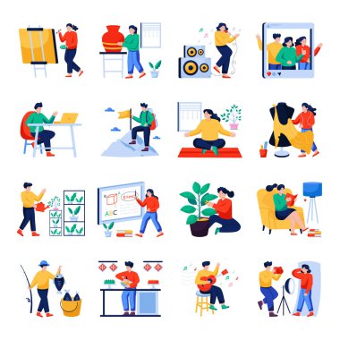 Bir dizi Hobi Düz Çizimler