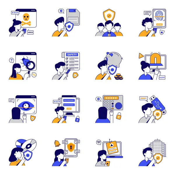 Koruma Düz Simgeleri Seti