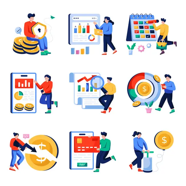 İş ve Finans Flat Çizimleri