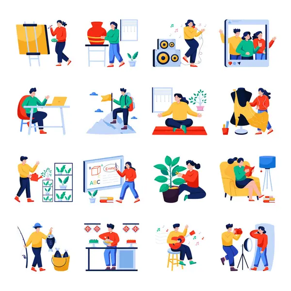 Bir dizi Hobi Düz Çizimler