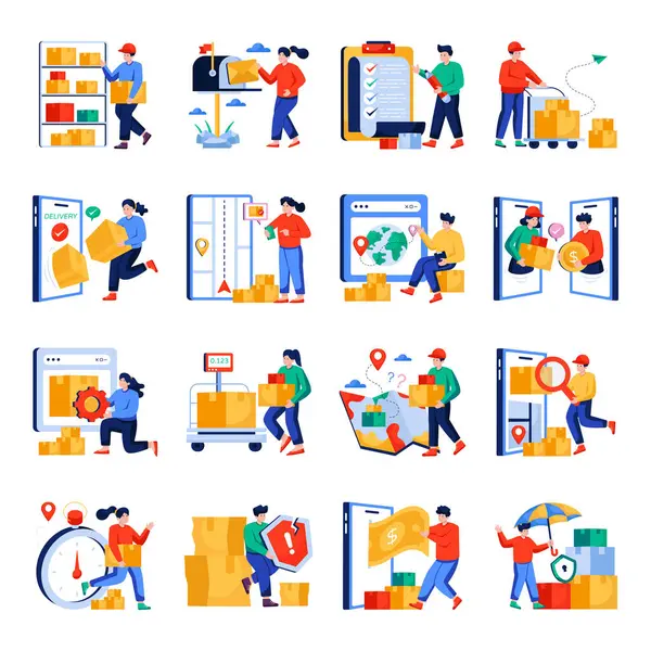 Lojistik Düz Çizimler Seti