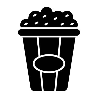 Patlamış mısır kovasının katı tasarım simgesi