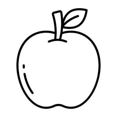 Elmanın çizgi tasarım simgesi