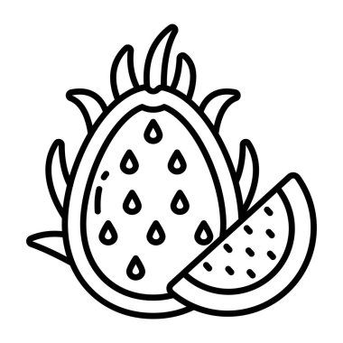Tatlı pitaya meyvesi ikonu, çizgi tasarımı
