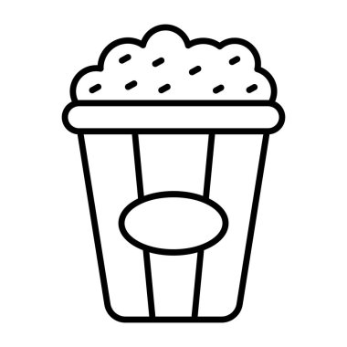 Patlamış mısır kovasının çizgi tasarım simgesi