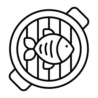 Izgara balığın bir çizgi tasarımı simgesi