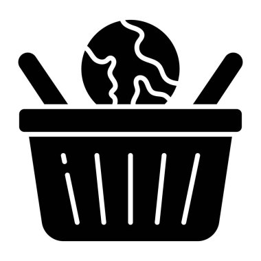 Küresel alışverişin kavramsal katı tasarım simgesi