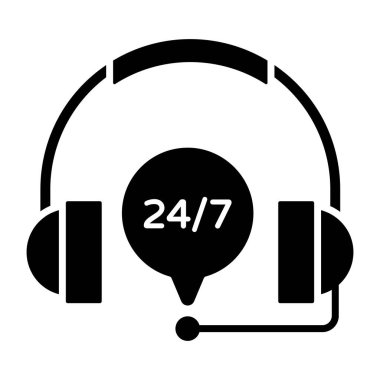 24 / 7 saat müşteri hizmetlerinin mükemmel tasarım simgesi
