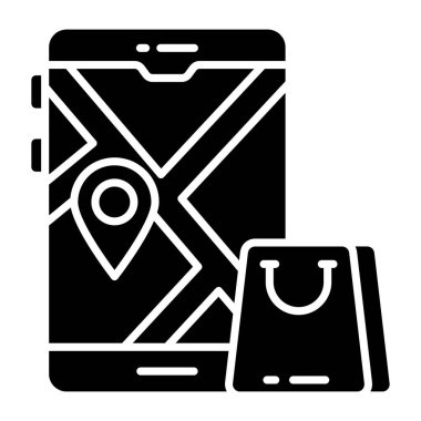 Mobil alışveriş konumunun mükemmel tasarım simgesi