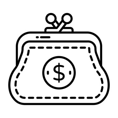 Kadınların el çantası ve debriyaj vektörünün simge tasarımı